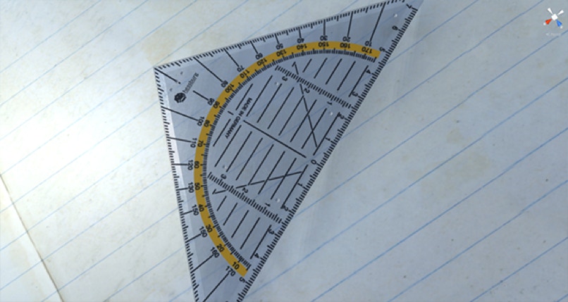 Highly detailed low poly 3D model of a typical european geometry set square drawing drafting triangle.